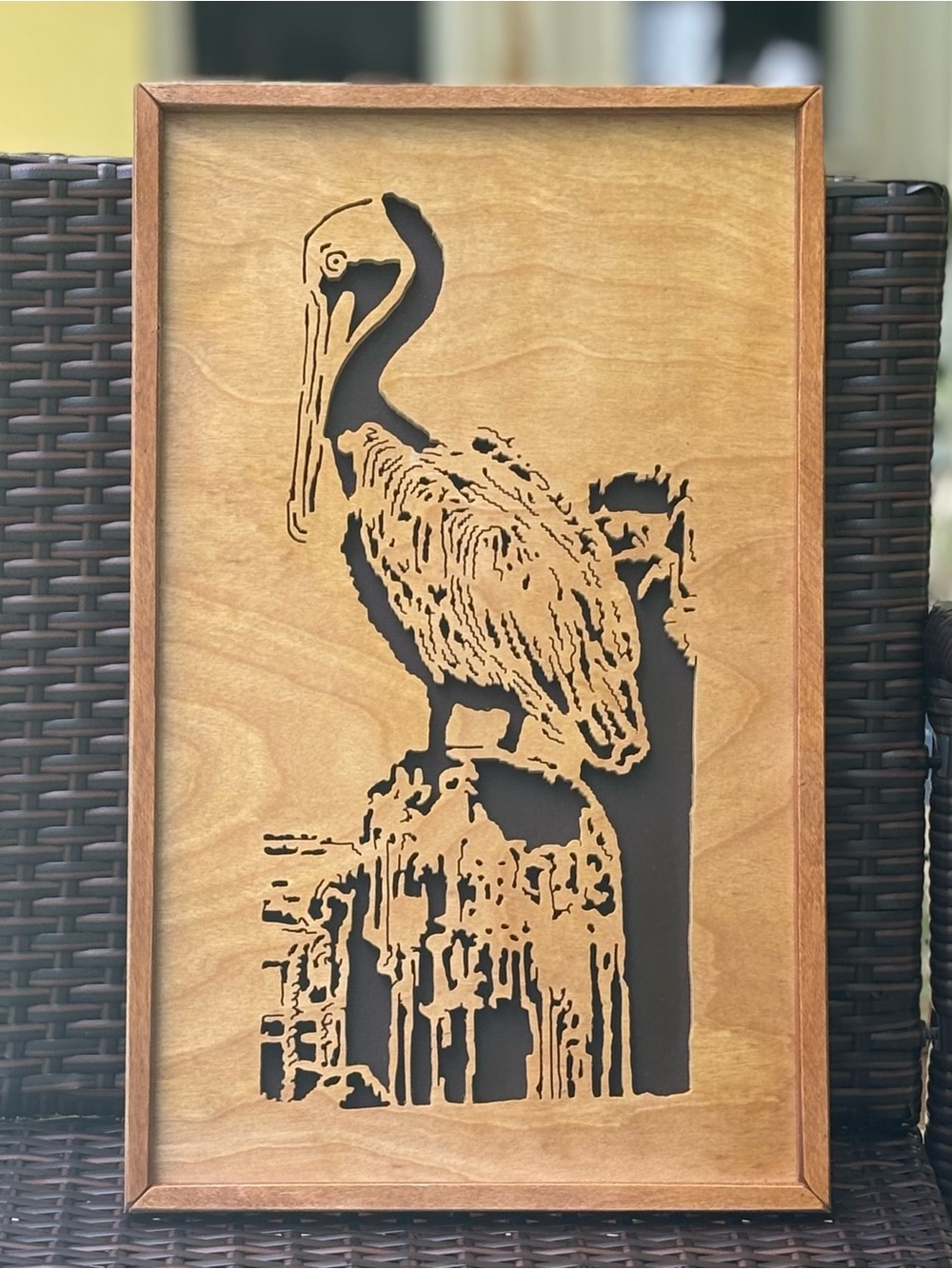 Coastal Pelican Layered Wood Wall Art / Nautical Piling Decor 19” x 11.5”